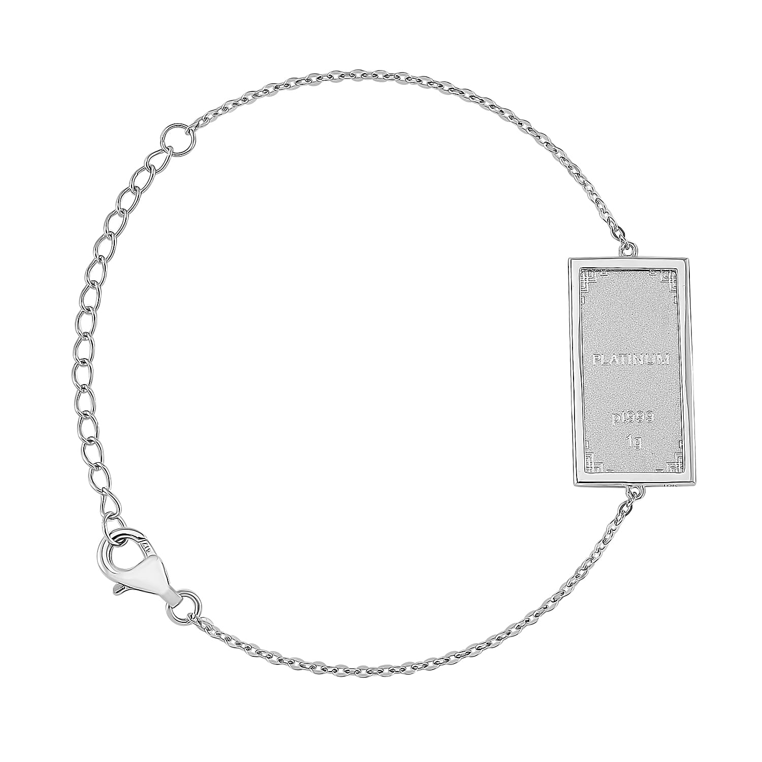 999 Platinum Bar 1g with 10K White Gold 2.05g Bracelet (6.50-8.0In)