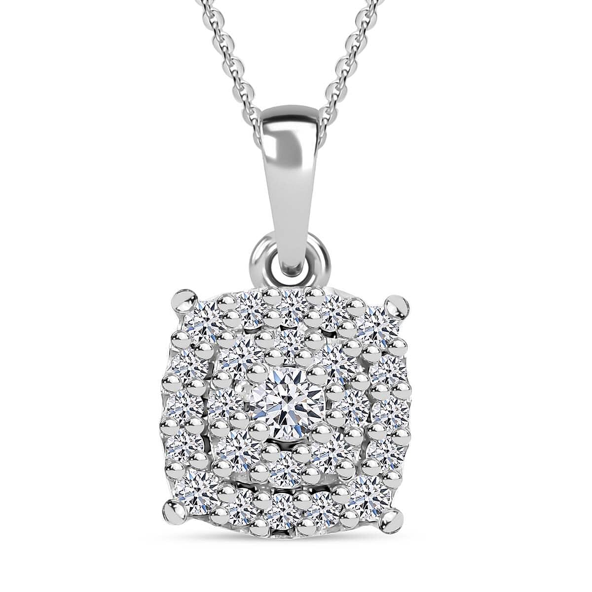 Luxuriant Lab Grown Diamond SI 0.35 ctw Pendant Necklace in Rhodium Over Sterling Silver 20 Inches
