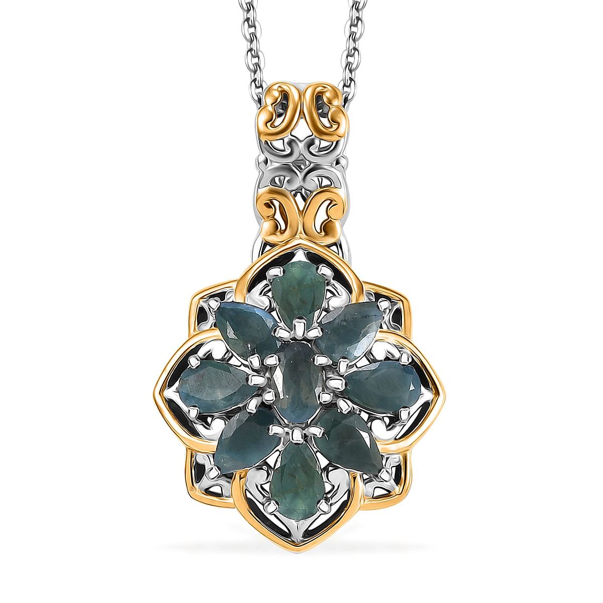 Narsipatnam Alexandrite 2.15 ctw Ethereal Bloom Pendant Necklace in 18K Vermeil YG and Rhodium Over Sterling Silver 20 Inches