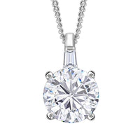 Moissanite (Rnd 8mm) Pendant Necklace (20 Inches) in Rhodium Over Sterling Silver 1.90 ctw