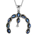 Malagasy Labradorite 2.10 ctw Squash Blossom Pendant Necklace in Stainless Steel 20 Inches - Sticky add to cart bar