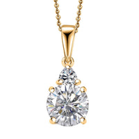 Moissanite (Rnd 8mm) Pendant in 18K Vermeil YG Over Sterling Silver with Stainless Steel Necklace (20 Inches) 2.00 ctw