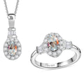 Premium Malagasy Moonstone, Moissanite Halo Ring (Size 5.0), Pendant Necklace (20 Inches) in Rhodium Over Sterling Silver 1.50 ctw - Sticky add to cart bar