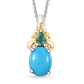Sleeping Beauty Turquoise, Kagem Zambian Emerald Pendant Necklace (20 Inches) in 18K Vermeil YG and Rhodium Over Sterling Silver 1.30 ctw - Sticky add to cart bar