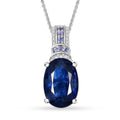 Kashmir Kyanite and Multi Gemstone 8.10 ctw Pendant Necklace in Rhodium Over Sterling Silver 20 Inches - Sticky add to cart bar