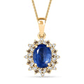 Kashmir Kyanite, Natural Champagne and White Diamond 2.90 ctw Starburst Pendant Necklace in 18K Vermeil Yellow Gold Over Sterling Silver 20 Inches - Sticky add to cart bar