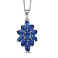 Kashmir Kyanite 3.75 ctw Floral Pendant Necklace in Rhodium Over Sterling Silver 20 Inches - Sticky add to cart bar