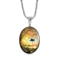Karis Madagascar Fire Labradorite 145.40 ctw Pendant with Beaded Necklace in Platinum Bond 20 Inches - Sticky add to cart bar