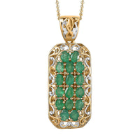 TLV Kagem Zambian Emerald Pendant Necklace (20 Inches) in 18K Vermeil YG Over Sterling Silver 3.00 ctw