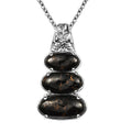 Matrix Silver Shungite 6.80 ctw Pendant in 14K YG and Platinum Over Copper with Stainless Steel Necklace (20 Inches) - Sticky add to cart bar
