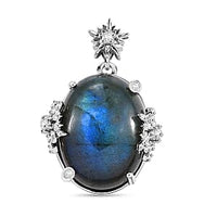 Labradorite and Multi Gemstone Pendant 19.37 ctw Necklace in Rhodium Over Sterling Silver 18 Inches