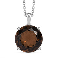 Brazilian Smoky Quartz 11.35 ctw Pendant Necklace in Stainless Steel 20 Inches
