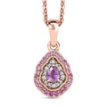 Premium Madagascar Purple Sapphire and Multi Gemstone 0.50 ctw Pendant Necklace in 18K Vermeil Rose Gold Over Sterling Silver 20 Inches - Sticky add to cart bar