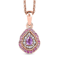 Premium Madagascar Purple Sapphire and Multi Gemstone 0.50 ctw Pendant Necklace in 18K Vermeil Rose Gold Over Sterling Silver 20 Inches
