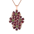 Premium Orissa Rhodolite Garnet and Chrome Diopside 11.75 ctw Bunch of Flower Pendant Necklace in 18K Vermeil Rose Gold Over Sterling Silver 20 Inches - Sticky add to cart bar