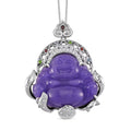 Purple Jade Carved (D) and Multi Gemstone 47.65 ctw Buddha Pendant Necklace in Rhodium Over Sterling Silver 18 Inches - Sticky add to cart bar