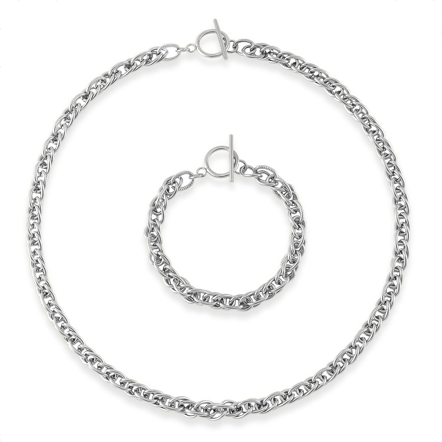 Set of Necklace (20 Inches) and Bracelet (8In) in Stainless Steel