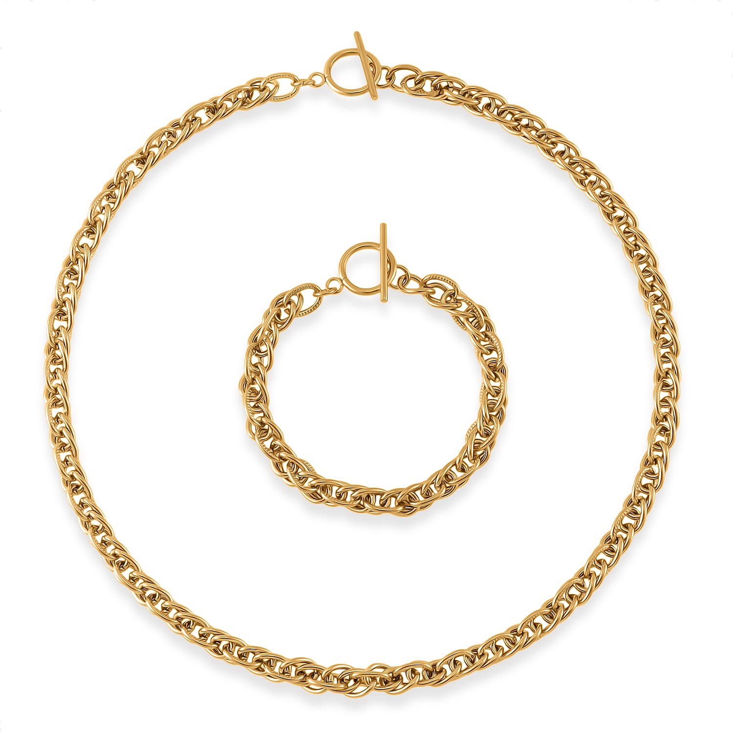 Set of Necklace (20 Inches) and Bracelet (8In) in Stainless Steel