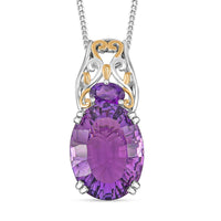 African Amethyst 9.65 ctw Pendant Necklace in 18K Vermeil YG and Platinum Over Sterling Silver 20 Inches