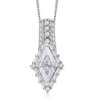 TLV Moissanite (Fancy 12x6 mm) Pendant Necklace (20 Inches) in Platinum Over and Rhodium Over Sterling Silver 1.70 ctw