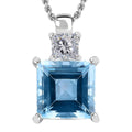 Sky Blue Topaz and White Topaz 5.15 ctw Pendant in Platinum Over Sterling Silver with Stainless Steel Necklace 20 Inches - Sticky add to cart bar