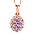 Madagascar Purple Sapphire and White Zircon 0.75 ctw Celestial Blossom Pendant Necklace in 18K Vermeil Rose Gold Over Sterling Silver 20 Inches - Sticky add to cart bar