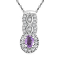 Madagascar Purple Sapphire and White Zircon 0.50 ctw Eternal Grace Pendant Necklace in Rhodium Over Sterling Silver 20 Inches - Sticky add to cart bar
