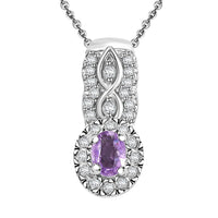 Madagascar Purple Sapphire and White Zircon 0.50 ctw Eternal Grace Pendant Necklace in Rhodium Over Sterling Silver 20 Inches