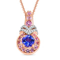 AAA Tanzanite and Multi Gemstone 1.00 ctw Blushing Twilight Pendant Necklace in 18K Vermeil Rose Gold Over Sterling Silver 20 Inches - Sticky add to cart bar