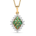 Kagem Zambian Emerald and White Zircon 1.60 ctw Verdant Halo Pendant Necklace in 18K Vermeil Yellow Gold Over Sterling Silver 20 Inches - Sticky add to cart bar