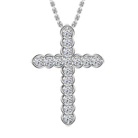 Luxuriant Lab Grown Diamond G SI 1.00 ctw Cross Pendant Necklace in Sterling Silver 18 Inches