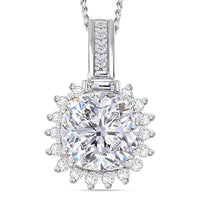 D'Joy Old Mine Cut Moissanite 2.50 ctw Celestial Sparkle Pendant Necklace in Rhodium Over Sterling Silver 20 Inches