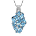Colors of Multi Blue Topaz 4.40 ctw Ocean Serenade Pendant in Platinum Over Sterling Silver with Stainless Steel Necklace 20 Inches - Sticky add to cart bar