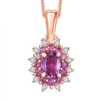 Premium Madagascar Purple Sapphire and Multi Gemstone 1.10 ctw Pendant Necklace in 18K Vermeil Rose Gold Over Sterling Silver 20 Inches