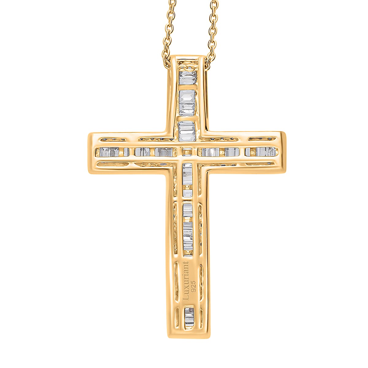 Luxuriant Lab Grown Diamond 1.00 ctw Pendant Necklace in Vermeil Yellow Gold Over Sterling Silver 20 Inches
