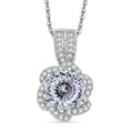 Crisantemo Cut Moissanite 2.50 ctw Floral Cascade Pendant Necklace in Rhodium Over Sterling Silver 20 Inches - Sticky add to cart bar