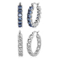Set of 2 Simulated Pink Diamond and Curb Hoop Earrings in ION Plated YG Stainless Steel - Sticky add to cart bar