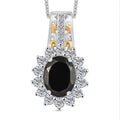 D'Joy Elite Shungite and White Zircon 1.90 ctw Regal Eclipse Pendant Necklace in 18K Vermeil YG and Rhodium Over Sterling Silver 20 Inches - Sticky add to cart bar