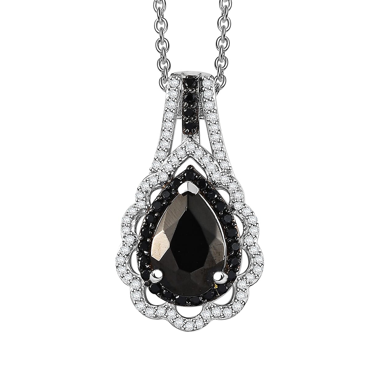 Karis Elite Shungite and Multi Gemstome 1.70 ctw Royal Crown Pendant in Platinum Bond with Stainless Steel Necklace 20 Inches