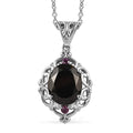 Elite Shungite and Orissa Rhodolite Garnet 2.65 ctw Victorian Twilight Pendant Necklace in Stainless Steel 20 Inches - Sticky add to cart bar