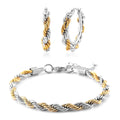 6mm Rope Chain Bracelet (7.50-9.50In) and Hoop Earrings in ION Plated YG and Stainless Steel - Sticky add to cart bar