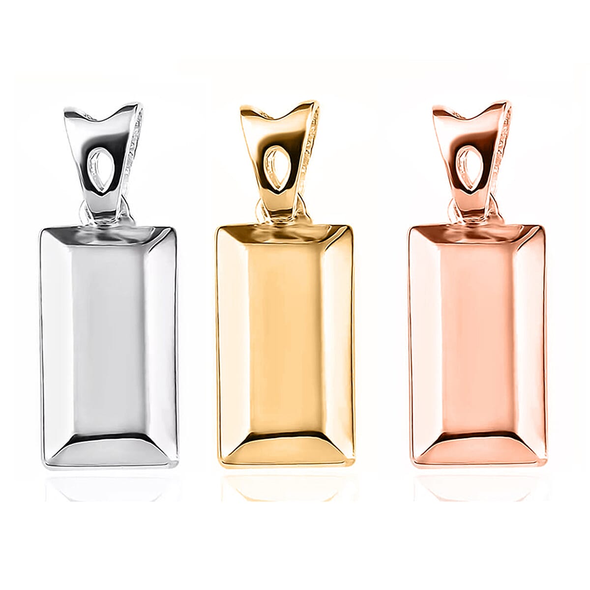 Set of 3 14K Yellow Gold, Rose Gold Over and Sterling Silver Bar Pendant without Chain 6.45 Grams