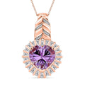 GP Amore Collection Premium Rose De France Amethyst and Moissanite 9.70 ctw Pendant Necklace in 18K Vermeil Rose Gold Over Sterling Silver 20 Inches - Sticky add to cart bar