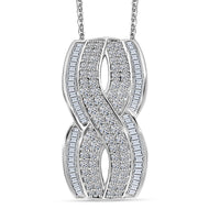 TLV Blue Diamond (IR) Infinity Pendant Necklace (20 Inches) in Platinum Over Sterling Silver 1.00 ctw