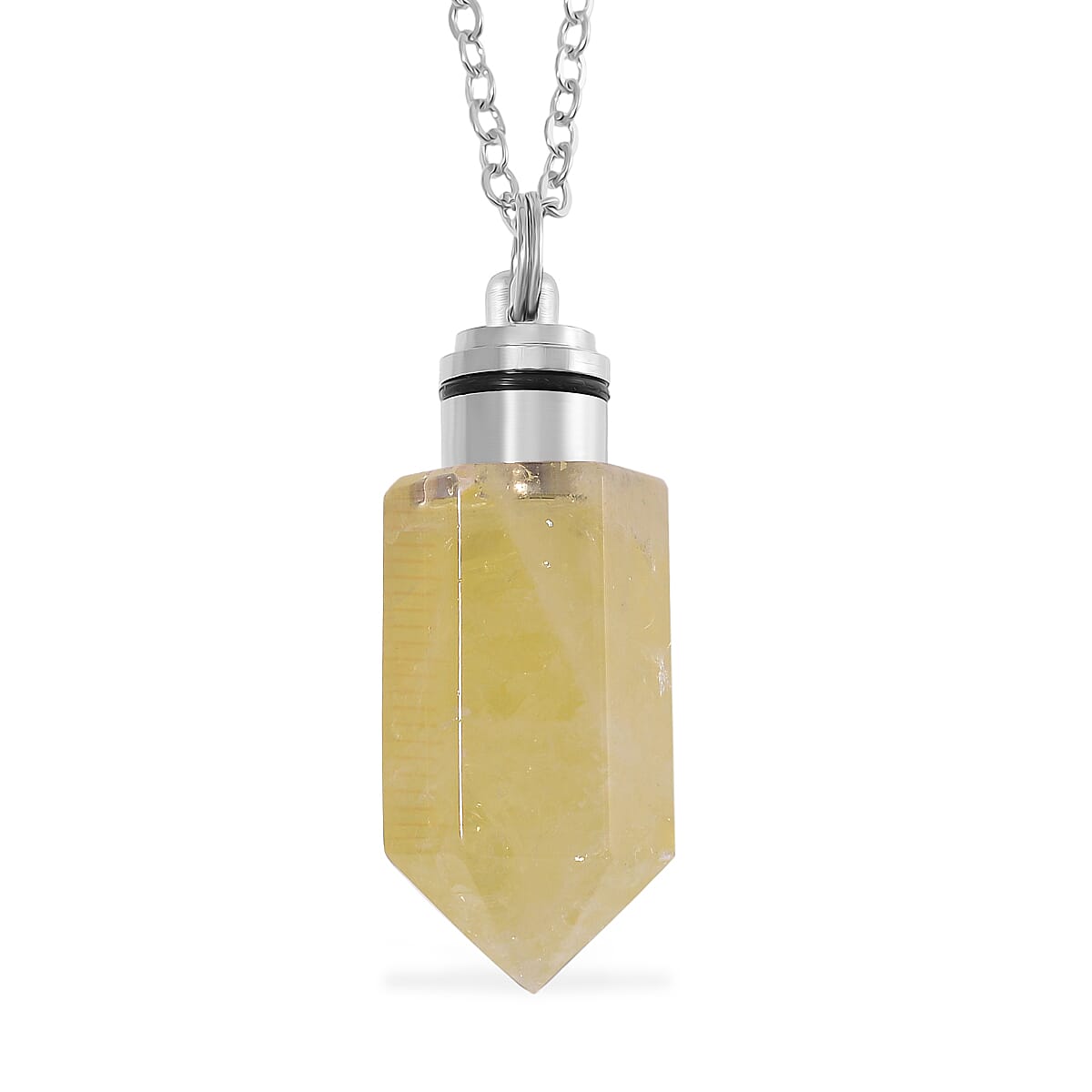 One Time Only Brazilian Citrine Pendant with Yellow LED Light (20-22 Inches) in Silvertone 55.00 ctw