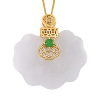 Natural Jade Carved and Green Jade (D) 54.20 ctw Cloud Pendant Necklace in 18K Vermeil Yellow Gold Over Sterling Silver 20 Inches