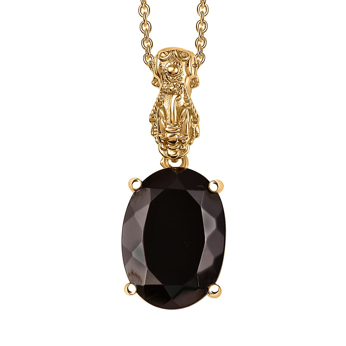 EverTrue Elite Shungite 6.85 ctw Pendant in 18K YG Plated with ION Plated YG Stainless Steel Necklace 20 Inches