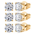 Set of 3 Luxuriant Lab Grown Diamond G-H SI 3.00 ctw Stud Earrings in Vermeil YG Over Sterling Silver - Sticky add to cart bar