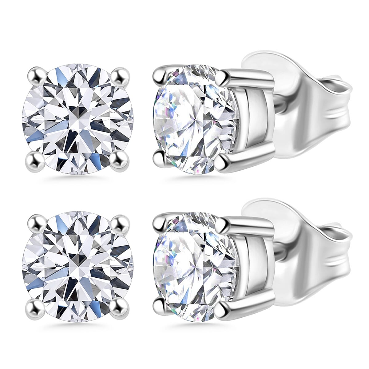 Set of 2 Luxuriant Lab Grown Diamond G-H SI 2.00 ctw Stud Earrings in Platinum Over Sterling Silver