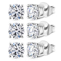 Set of 3 Luxuriant Lab Grown Diamond G-H SI 3.00 ctw Stud Earrings in Platinum Over Sterling Silver - Sticky add to cart bar